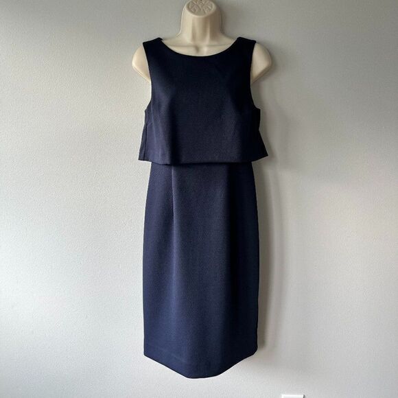 Trina Turk Shalay Textured Ponte Blue Sleeveless Dress Size 2 - Picture 1 of 7